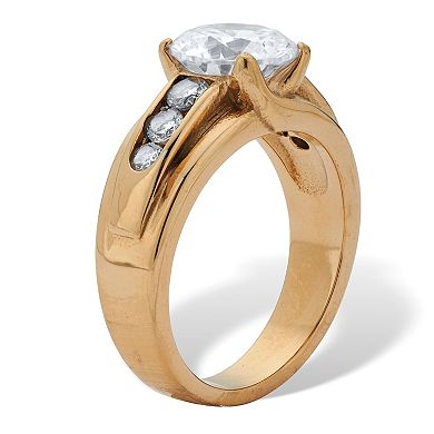 3.46 TCW Round Cubic Zirconia Ring Gold Ion-Plated Stainless Steel Ring