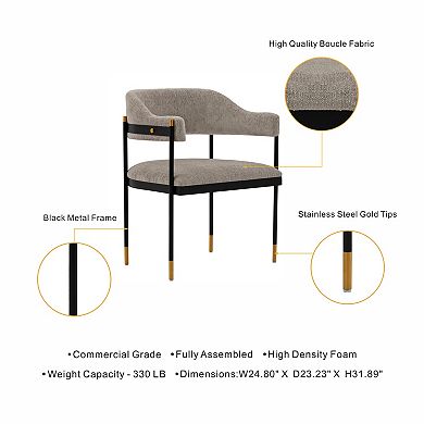 MANHATTAN COMFORT Lia Modern Upholstered Metal Dining Armchair Set of 2
