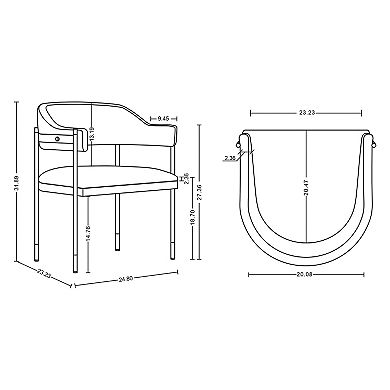 MANHATTAN COMFORT Lia Modern Upholstered Metal Dining Armchair Set of 2