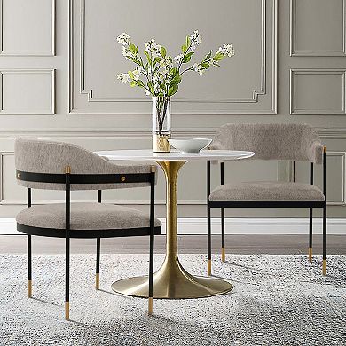MANHATTAN COMFORT Lia Modern Upholstered Metal Dining Armchair Set of 2