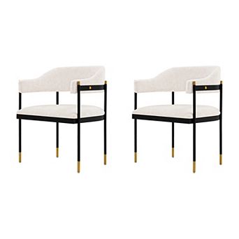 MANHATTAN COMFORT Lia Modern Upholstered Metal Dining Armchair Set of 2