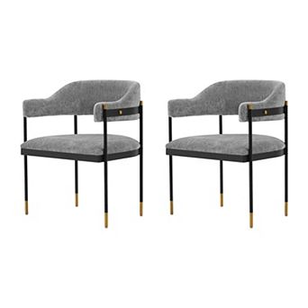 MANHATTAN COMFORT Lia Modern Upholstered Metal Dining Armchair Set of 2