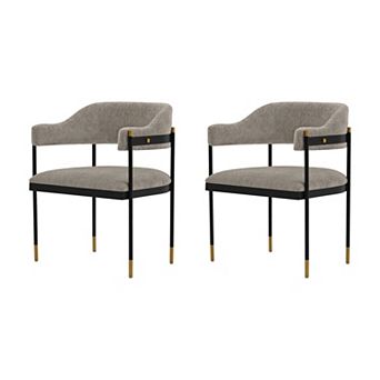 MANHATTAN COMFORT Lia Modern Upholstered Metal Dining Armchair Set of 2