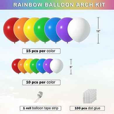 Rainbow Balloon Arch Kit 175 Pcs Assorted Colors for Birthday Party
