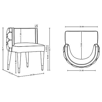 MANHATTAN COMFORT Maya Velvet Upholstered Dining Chair Set of 2
