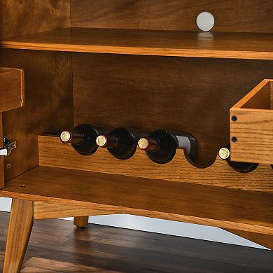 31.5" Cabinet with Wine Glass Holder & Wine Rack & Adjustable Shelf