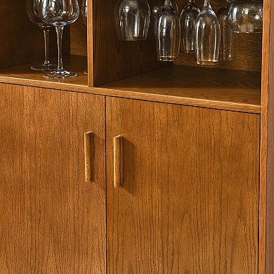 31.5" Cabinet with Wine Glass Holder & Wine Rack & Adjustable Shelf