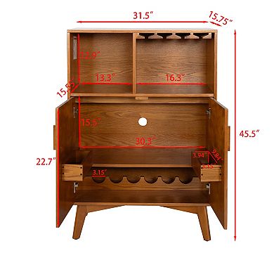 31.5" Cabinet with Wine Glass Holder & Wine Rack & Adjustable Shelf