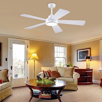 52 Inch Downrod Ceiling Fan with LED Light DC Motor Remote App 6 Speed Reversible Quiet