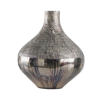 TOEMOA Modern Geometric Textured Glass Vase for Home Decor Centerpiece
