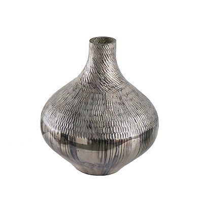 TOEMOA Modern Geometric Textured Glass Vase for Home Decor Centerpiece