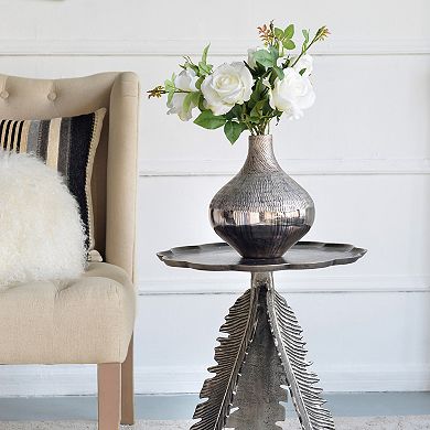 TOEMOA Modern Geometric Textured Glass Vase for Home Decor Centerpiece