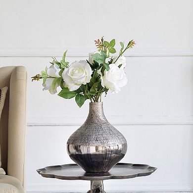 TOEMOA Modern Geometric Textured Glass Vase for Home Decor Centerpiece