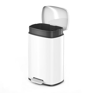 Qualiazero 50L / 13.2 Gallon Rectangular Stainless Steel Step Trash Can