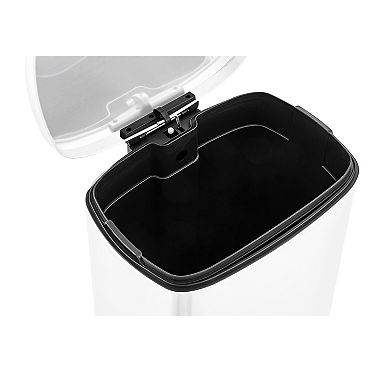 Qualiazero 50L / 13.2 Gallon Rectangular Stainless Steel Step Trash Can