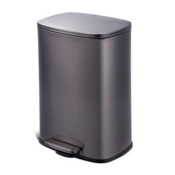 Qualiazero 50L / 13.2 Gallon Rectangular Stainless Steel Step Trash Can
