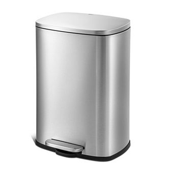 Qualiazero 50L / 13.2 Gallon Rectangular Stainless Steel Step Trash Can
