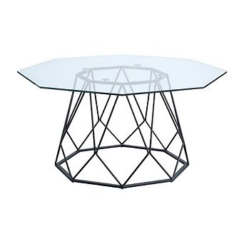 Glass Top Coffee Table with Steel Frame and Tempered Glass Surface
