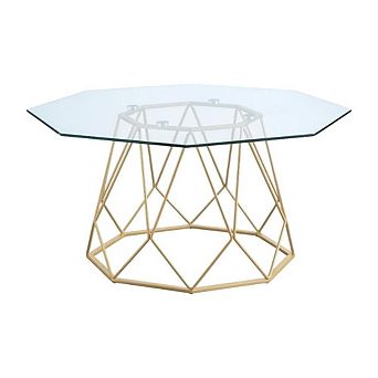 Glass Top Coffee Table with Steel Frame and Tempered Glass Surface