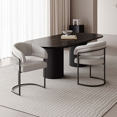 MANHATTAN COMFORT Augusta Vegan Leather Upholstered Dining Chair Set of 2