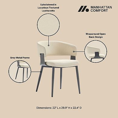 MANHATTAN COMFORT Luce Textured Vegan Leather Upholstered Dining Chair Set of 2
