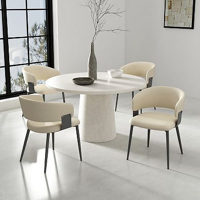 MANHATTAN COMFORT Luce Textured Vegan Leather Upholstered Dining Chair Set of 2