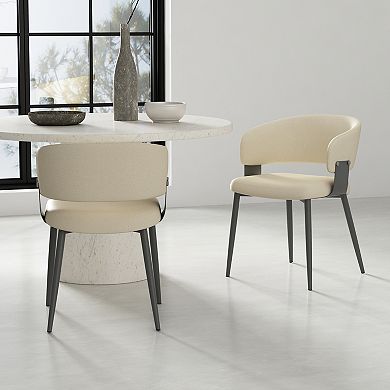 MANHATTAN COMFORT Luce Textured Vegan Leather Upholstered Dining Chair Set of 2
