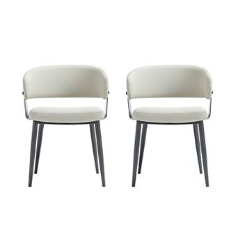 MANHATTAN COMFORT Luce Textured Vegan Leather Upholstered Dining Chair Set of 2