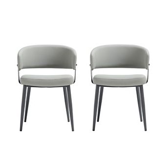 MANHATTAN COMFORT Luce Textured Vegan Leather Upholstered Dining Chair Set of 2