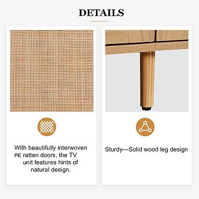78.8" Cabinet With Storage Rattan TV Stand