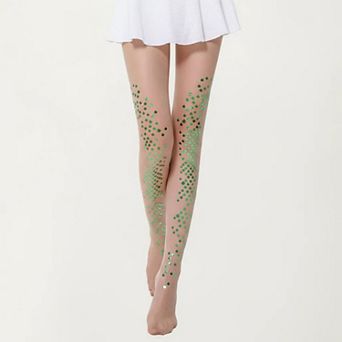 Women's Sheer Sequin Dot Tights with Stretch Fit, Lightweight Sparkle Pantyhose Stockings