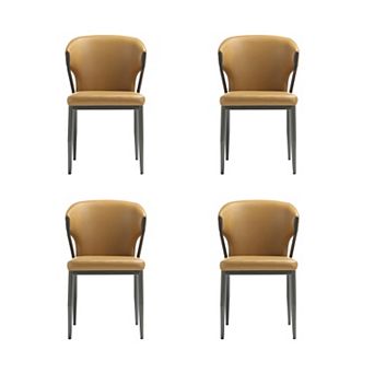 MANHATTAN COMFORT Modern Vegan Leather Upholstered Dining Chair Set of 4