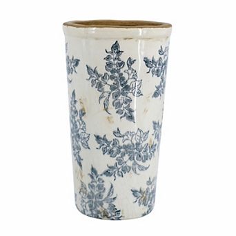 TOEMOA Classic Cylindrical Ceramic Flower Vase with Distressed Finish