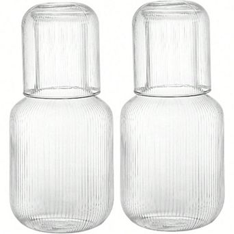 Food Grade Glass Bedside Water Carafe Set with Cups for Bedroom and Bathroom