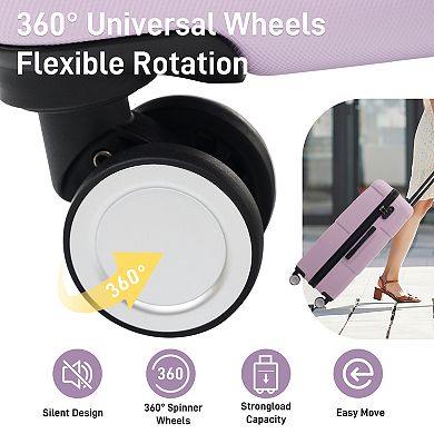 KWPZQEB Double Spinner Wheels Hardshell Luggage Sets 3 Piece, 20"+24"+28"