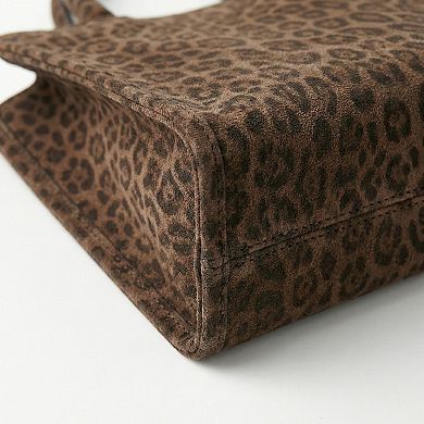 Women's Leopard Print Hobo Shoulder Bag with Soft Slouchy Silhouette and Wide Strap