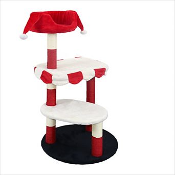 KWPZQEB Red & White Design Multi-Level Cat Tree, Scratching Posts