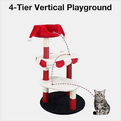 KWPZQEB Red & White Design Multi-Level Cat Tree, Scratching Posts