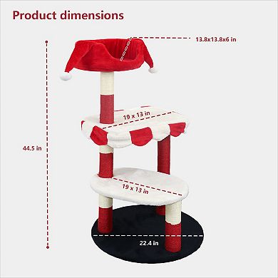 KWPZQEB Red & White Design Multi-Level Cat Tree, Scratching Posts