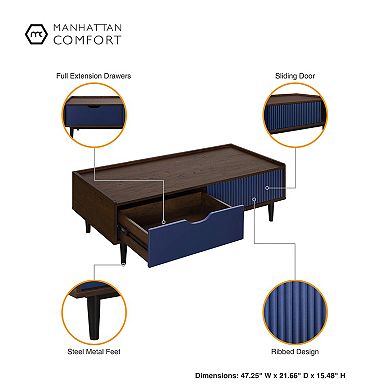 MANHATTAN COMFORT Duane Mid-Century Modern 2-Piece Coffee Table & End Table Set