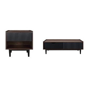MANHATTAN COMFORT Duane Mid-Century Modern 2 pc Coffee Table & End Table Set