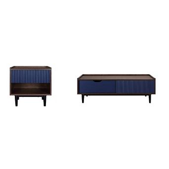 MANHATTAN COMFORT Duane Mid-Century Modern 2 pc Coffee Table & End Table Set