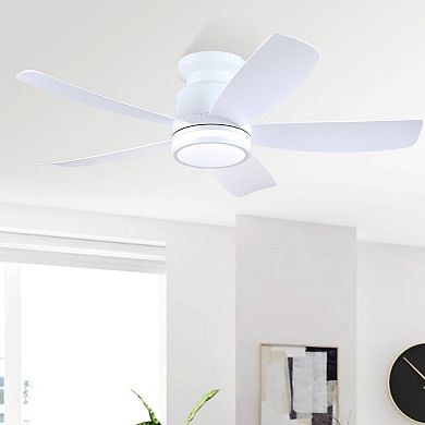41 Inch Flush Mount Ceiling Fan with LED Light DC Motor Remote App Reversible 6 Speed