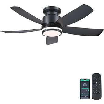 41 Inch Flush Mount Ceiling Fan with LED Light DC Motor Remote App Reversible 6 Speed