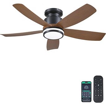 41 Inch Flush Mount Ceiling Fan with LED Light DC Motor Remote App Reversible 6 Speed