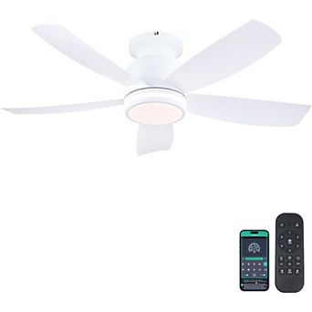 41 Inch Flush Mount Ceiling Fan with LED Light DC Motor Remote App Reversible 6 Speed