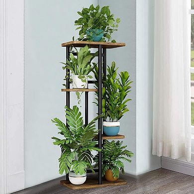 4 Tier Indoor Plant Stand Black Metal Plant Shelf