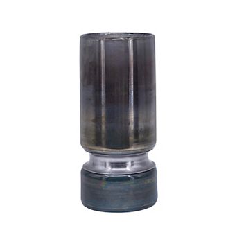 TOEMOA Modern Glass Vase with Chrome Accent Home Decoration Centerpiece