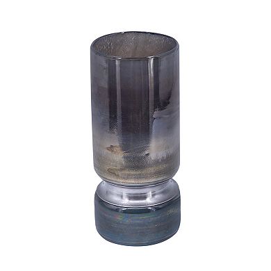 TOEMOA Modern Glass Vase with Chrome Accent Home Decoration Centerpiece