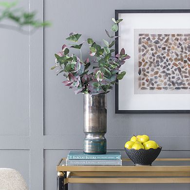 TOEMOA Modern Glass Vase with Chrome Accent Home Decoration Centerpiece